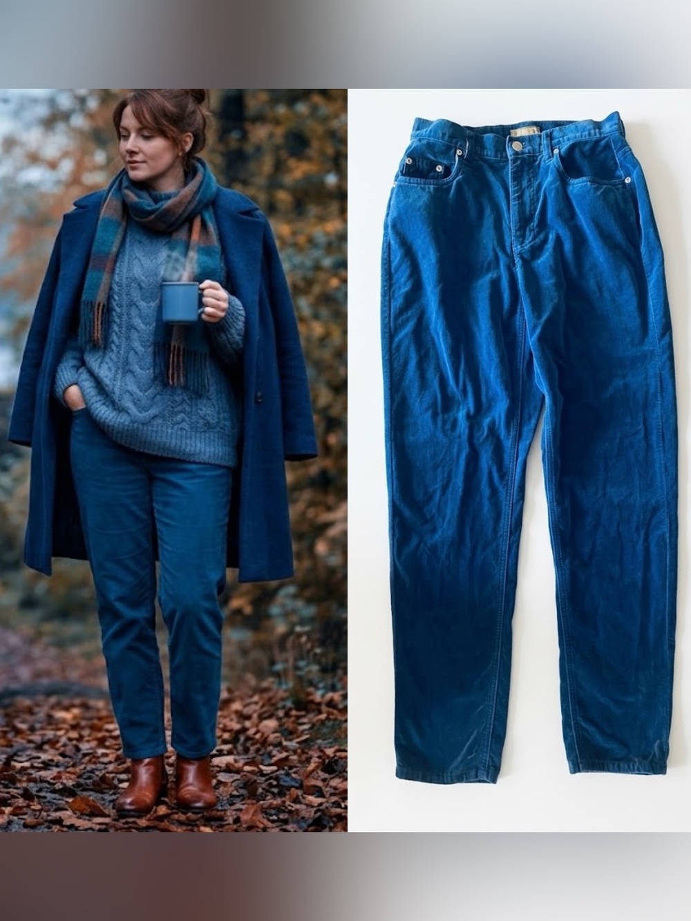 Vintage Liz Claiborne 80s 90s Cobalt Blue Velvet High Waist Straight Leg Pants 8